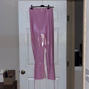 SHEIN BAE Split Hem Knot PU Leather Pants